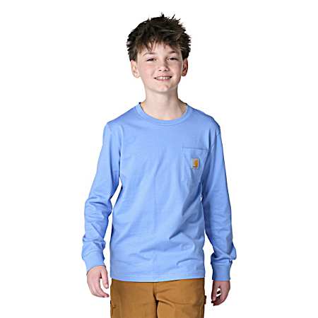 Kids Silver Lake Blue Hunting Dog Long Sleeve Shirt