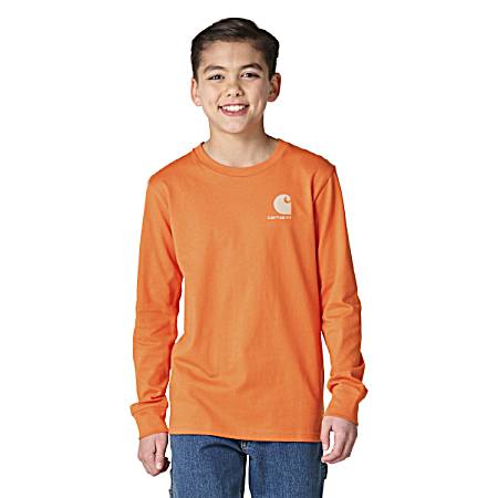 Kids Mandarin Orange Deer Long Sleeve Shirt