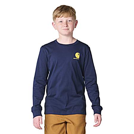 Kids Navy Blazer Fish Long Sleeve Shirt