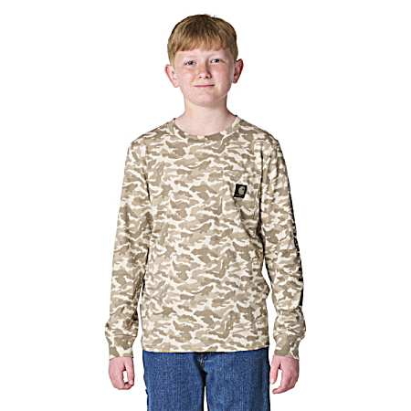 Kids Sand Camo Pocket Long Sleeve Shirt
