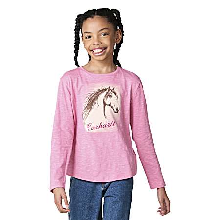 Little Kids Cashmere Rose Horse Long Sleeve Shirt