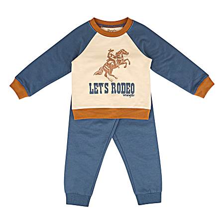 Toddler Boys Dusty Blue Let's Rodeo Sweatshirt Set