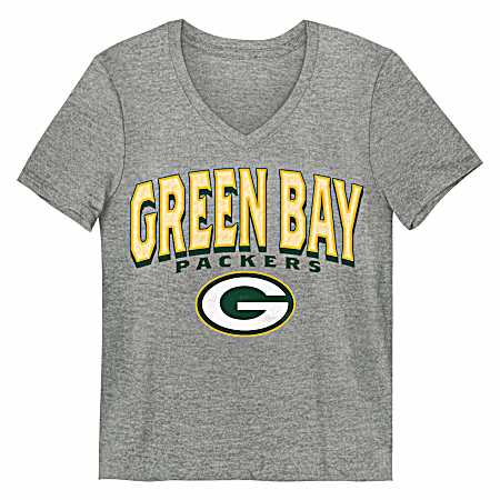 Kids Green Bay Packers Grey Wordmark Short Sleeve Shirt