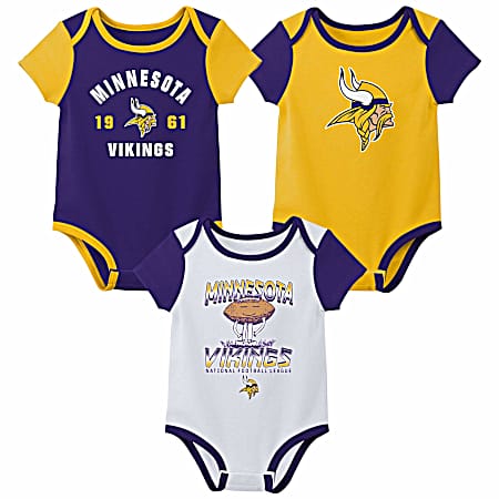 Infant Minnesota Vikings Short Sleeve Bodysuits - 3 Pk