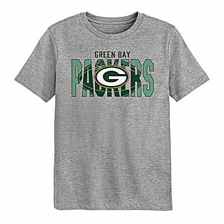 Kids Green Bay Packers Grey Wordmark Football Short Sleeve Shirt