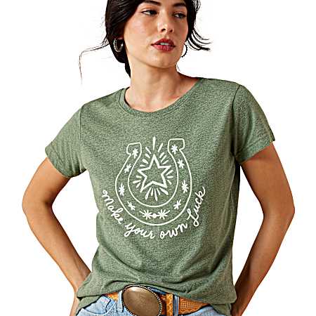 Women's Green Your Own Luck Short Sleeve Shirt