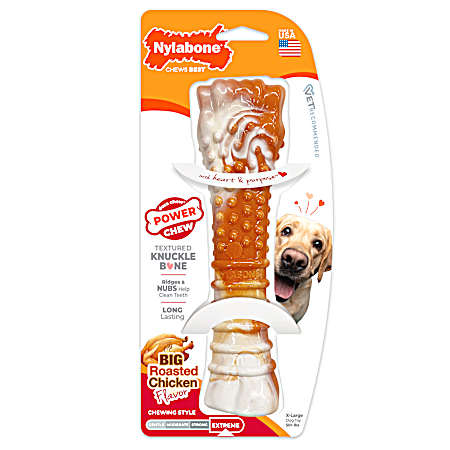 XL Power Chew Textured Bone Dog Chew, Chicken Flavor, Orange Swirl