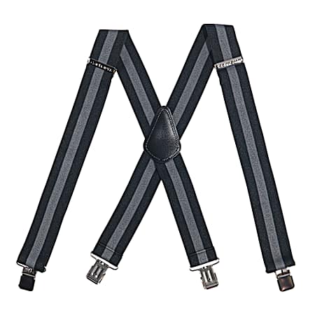 Men's Black/Steel Stripe Rugged Flex Elastic Suspenders