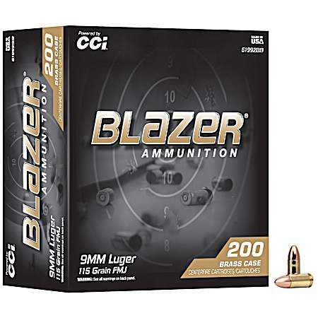 Blazer Brass 9MM  115GR FMJ  200 Rounds