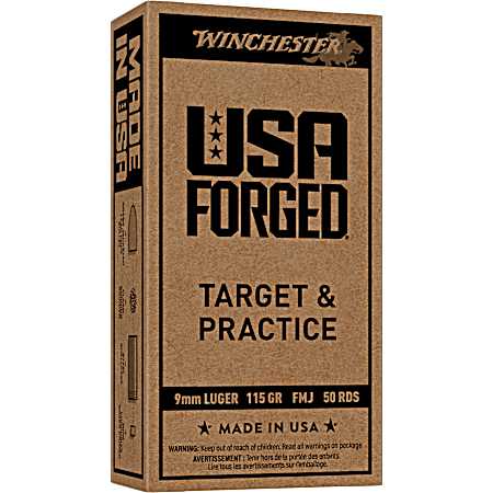 USA Forged Steel 9mm 115 GR FMJ 50 Rounds