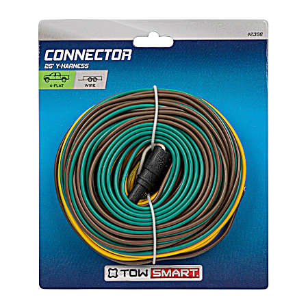 Connector, Trailer End, 4 Wire Flat, Y-Harness, 25 feet