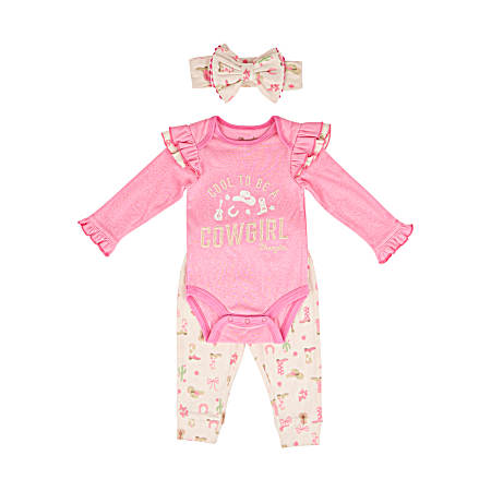 Infant Girls Prism Pink Cowgirl Jogger Set - 3 Pc