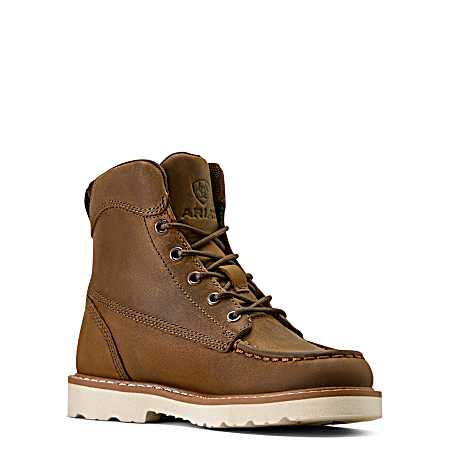 Kids' Brown Lift Lacer Moc Toe Boots