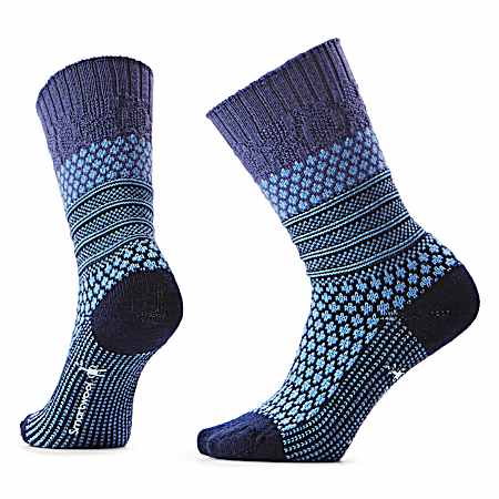 Women's Serene Blue Everyday Popcorn Cable Crew Socks