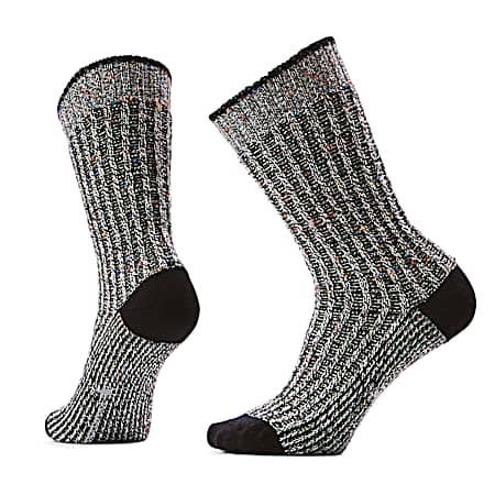 Women's Black/Multi Donegal Everyday Cozy Waffle Press Crew Socks