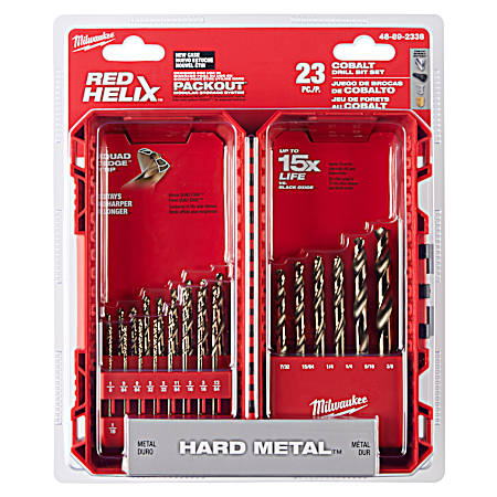 RED HELIX Cobalt Drill Bit Set - 23 Pc