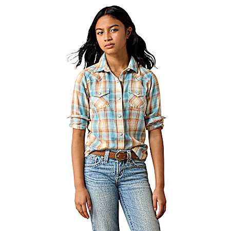 Girls Multi Creekside West Snap Front Long Sleeve Shirt