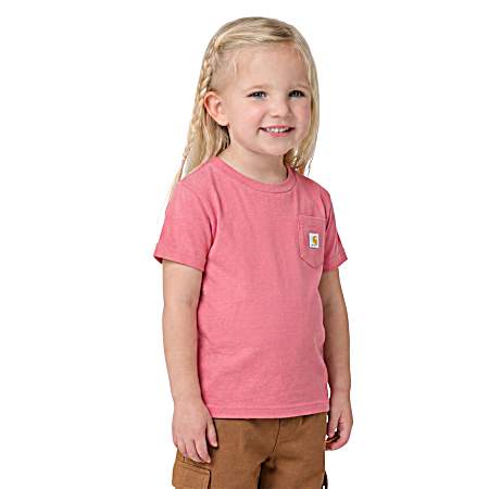 Toddler Girls' Pink Lemonade Short Sleeve Pocket Shirt
