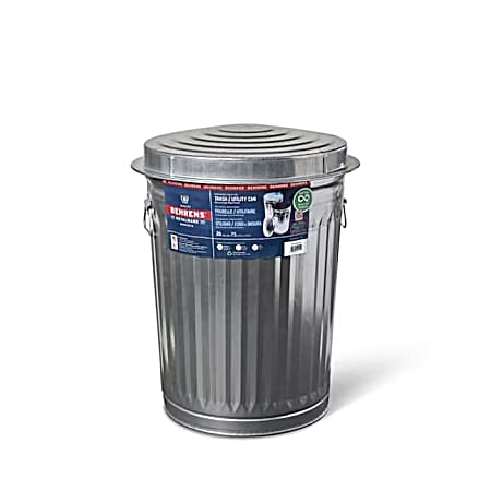 20 gal Silver Galvanized Steel Trash Can w/ Lid
