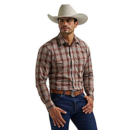 Men's Wrinkle Resist Western Snap Front Long Sleeve Shirt
