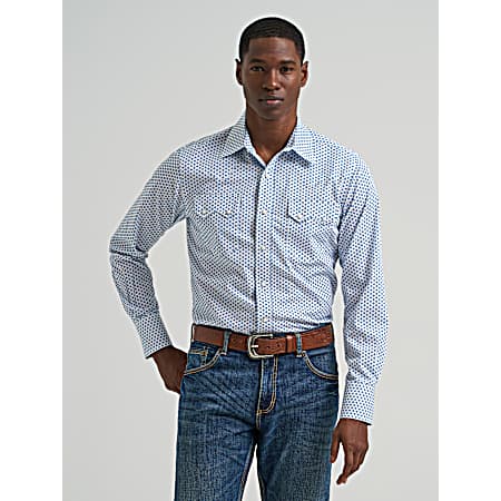 Men's Retro Jacquard Premium Western Snap Front Long Sleeve Shirt