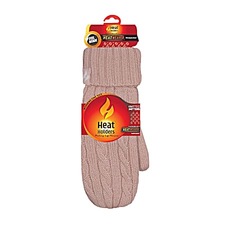 Women's Dusty Pink Jackie Cable Knit Mittens