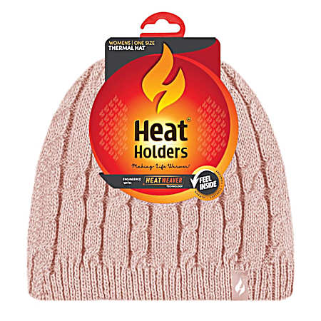 Women's Dusty Pink Alesund Cable Knit Hat