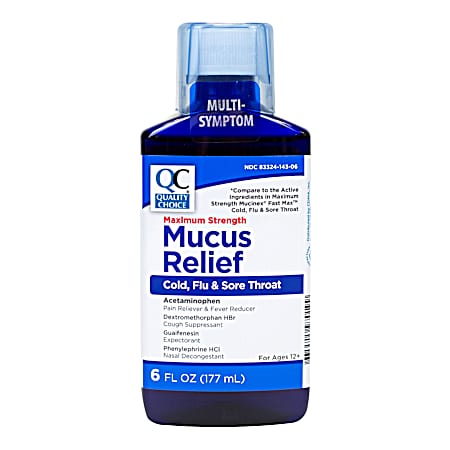 6 oz Mucus Relief Max-Strength Cold Flu & Sore Throat
