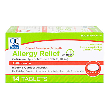 14 ct Cetirizine HCL 10 Mg Allergy Relief Tablets