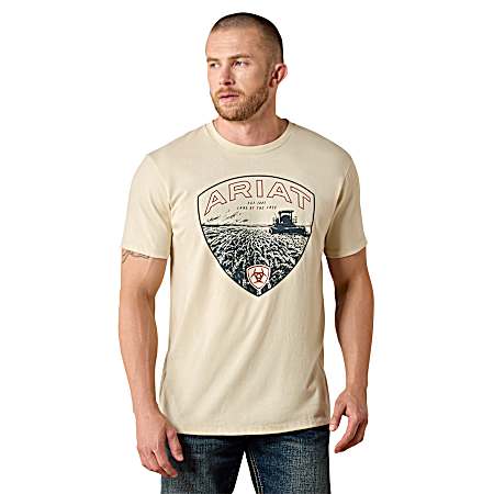 Men's Natural Land Of Free Farm Short Sleeve Shirt