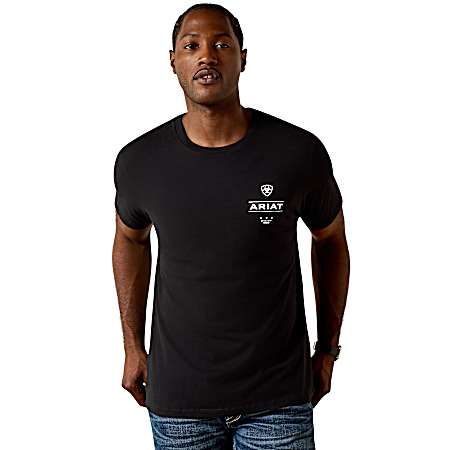 Men's Black Wooden Diamond Flag Short Sleeve Shirt