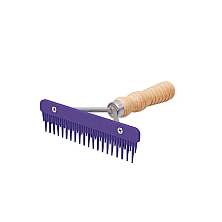 Plastic Mini Fluffer Comb with Wood Handle - Purple