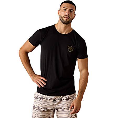 Men's Black Banner Badge Short Sleeve Shirt