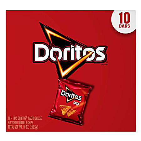 Nacho Cheese Flavored Tortilla Chips - 10 Ct