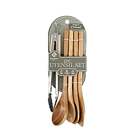 5 Pc Oak Utensil Set