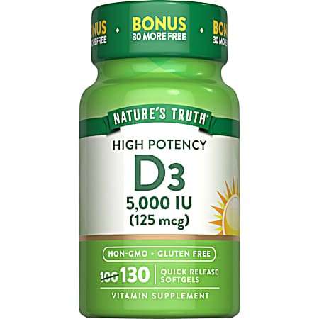 130 ct. Vitamin D3 5,000 IU (125 mcg) SG