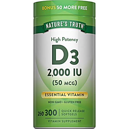 300 ct. Vitamin D3 2,000 IU (50 mcg) SG
