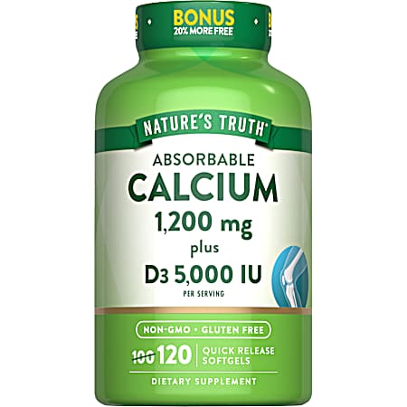 120 ct. Calcium 1200 mg + D3 5000 IU Bonus