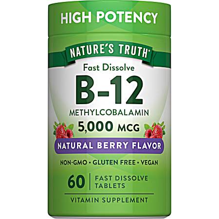 60 ct. Vitamin B-12 5,000 mcg Methyl Fast Dissolvable Tabs