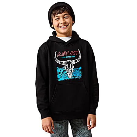 Boys Black Bison Bureau Hoodie
