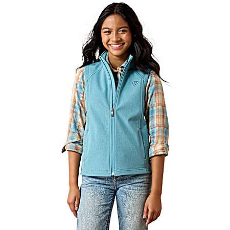 Girls Blue Logo Softshell Vest