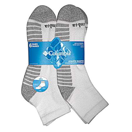 Men's Athletic Quarter Socks - 6 Pk