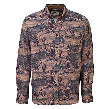 Men's Legend Print Flannel Button Front Long Sleeve Shirt