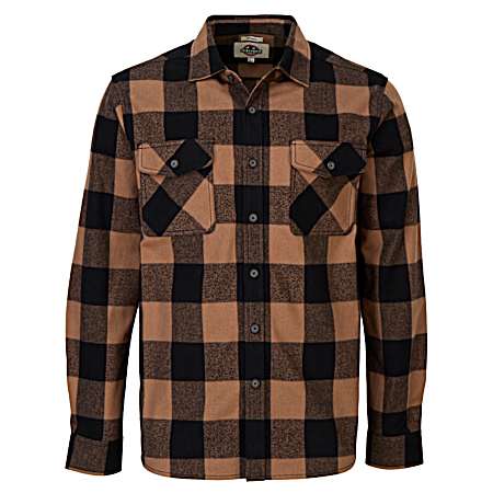Men's Brawny Flannel Button Front Long Sleeve Shirt