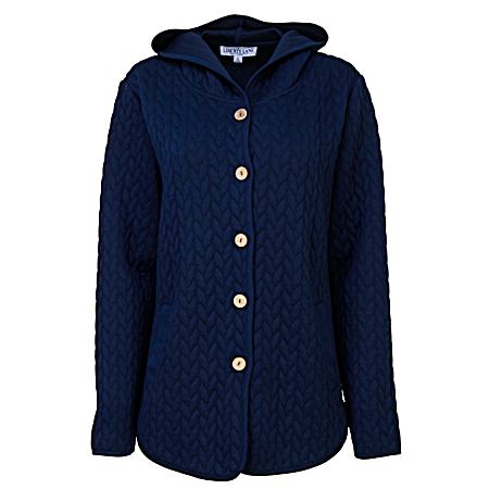 Women's Jacquard Knit Button Front Hoodie
